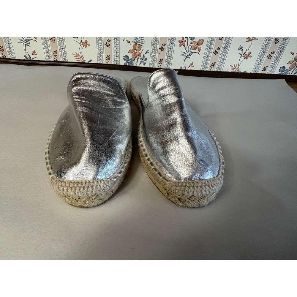 The Striped Sailor Slip-On Silver Espadrille Mules Made in Spain 38 - Picture 2 of 6